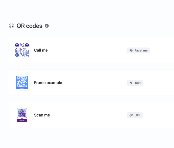 Screenshot of the app QR code system page
